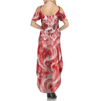 Canada Day Loon And Maple Leaf Summer Maxi Dress Watercolor Nature Scenery Mari Usque Ad Mare Artistic