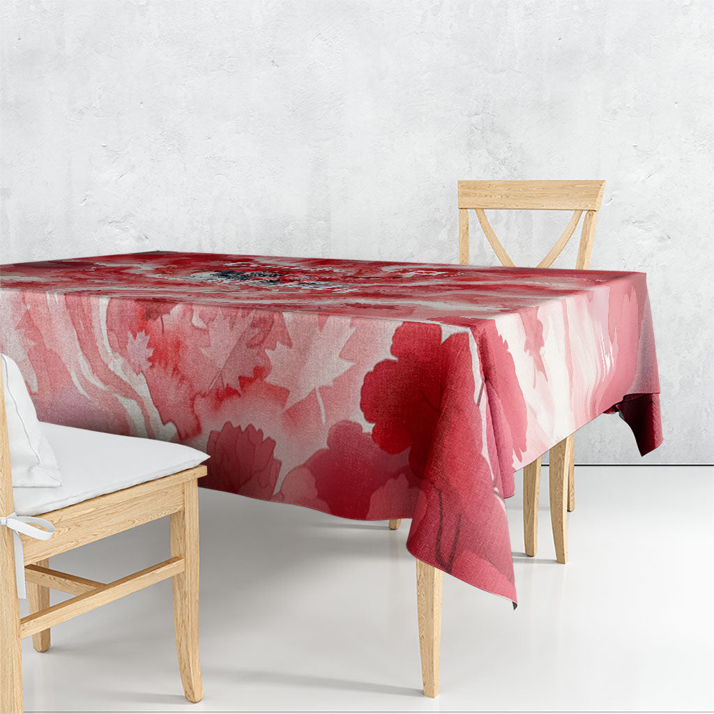 Canada Day Loon And Maple Leaf Tablecloth Watercolor Nature Scenery Mari Usque Ad Mare Artistic