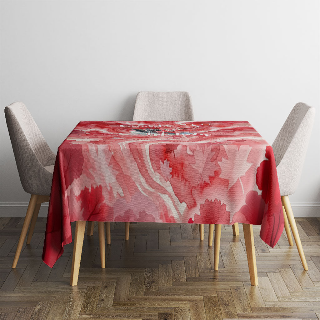 Canada Day Loon And Maple Leaf Tablecloth Watercolor Nature Scenery Mari Usque Ad Mare Artistic