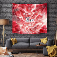 Canada Day Loon And Maple Leaf Tapestry Watercolor Nature Scenery Mari Usque Ad Mare Artistic