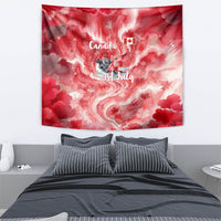 Canada Day Loon And Maple Leaf Tapestry Watercolor Nature Scenery Mari Usque Ad Mare Artistic