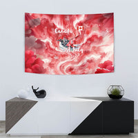 Canada Day Loon And Maple Leaf Tapestry Watercolor Nature Scenery Mari Usque Ad Mare Artistic