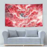 Canada Day Loon And Maple Leaf Tapestry Watercolor Nature Scenery Mari Usque Ad Mare Artistic