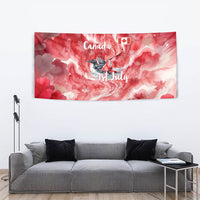 Canada Day Loon And Maple Leaf Tapestry Watercolor Nature Scenery Mari Usque Ad Mare Artistic