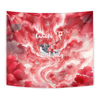Canada Day Loon And Maple Leaf Tapestry Watercolor Nature Scenery Mari Usque Ad Mare Artistic