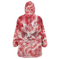 Canada Day Loon And Maple Leaf Wearable Blanket Hoodie Watercolor Nature Scenery Mari Usque Ad Mare Artistic