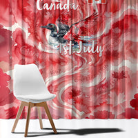 Canada Day Loon And Maple Leaf Window Curtain Watercolor Nature Scenery Mari Usque Ad Mare Artistic