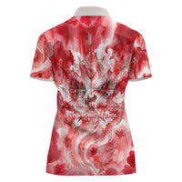 Canada Day Loon And Maple Leaf Women Polo Shirt Watercolor Nature Scenery Mari Usque Ad Mare Artistic