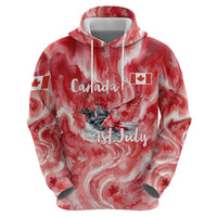 Canada Day Loon And Maple Leaf Zip Hoodie Watercolor Nature Scenery Mari Usque Ad Mare Artistic