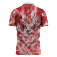 Canada Day Loon And Maple Leaf Zipper Polo Shirt Watercolor Nature Scenery Mari Usque Ad Mare Artistic