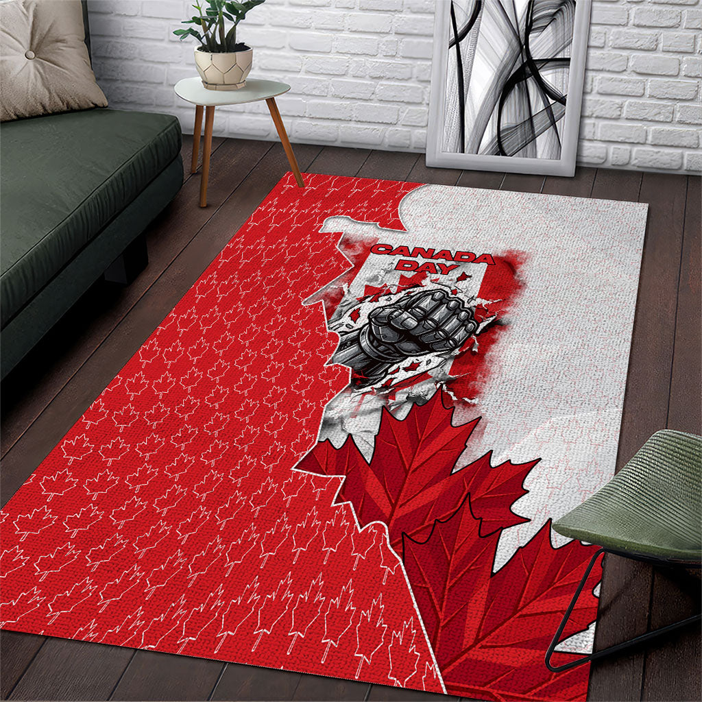 Canada Day Area Rug Patriotic Maple Leaf - Robotic Fist