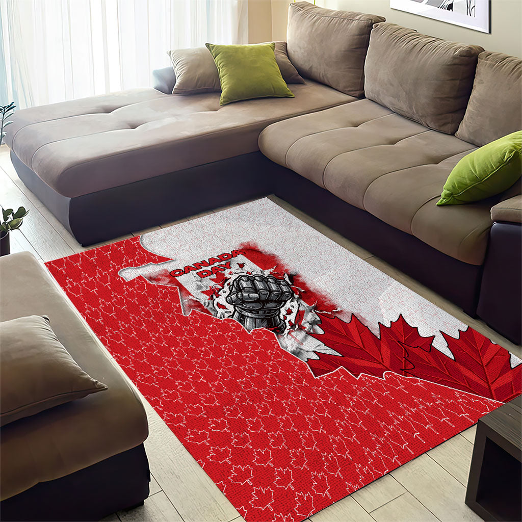 Canada Day Area Rug Patriotic Maple Leaf - Robotic Fist