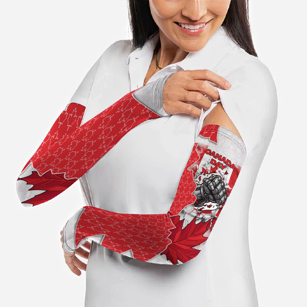 Canada Day Arm Sleeves Patriotic Maple Leaf - Robotic Fist