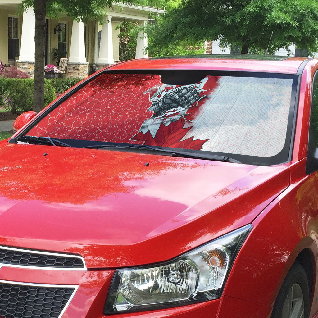 Canada Day Auto Sun Shade Patriotic Maple Leaf - Robotic Fist
