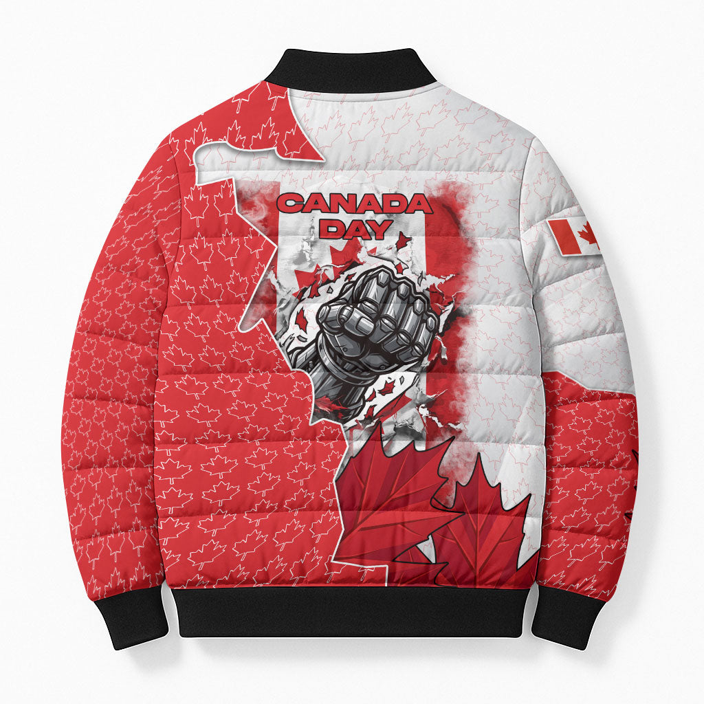 Canada Day Bomber Puffer Jacket Patriotic Maple Leaf - Robotic Fist