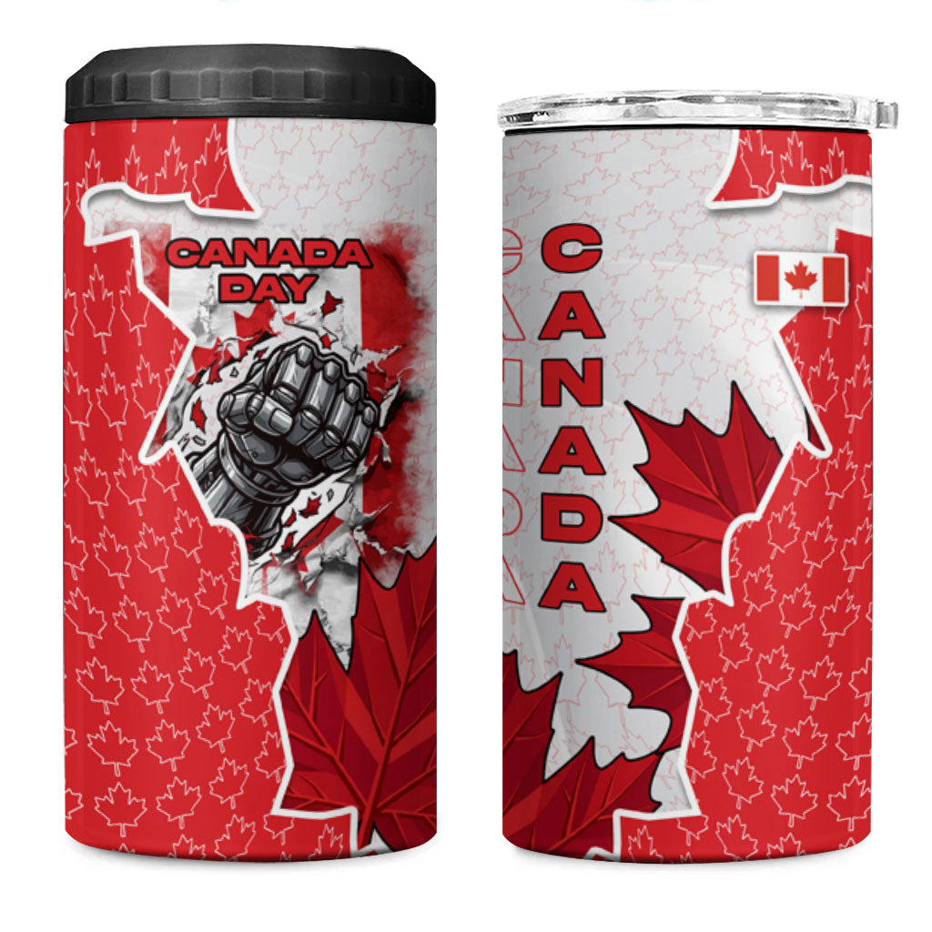 Canada Day 4 in 1 Can Cooler Tumbler Patriotic Maple Leaf - Robotic Fist