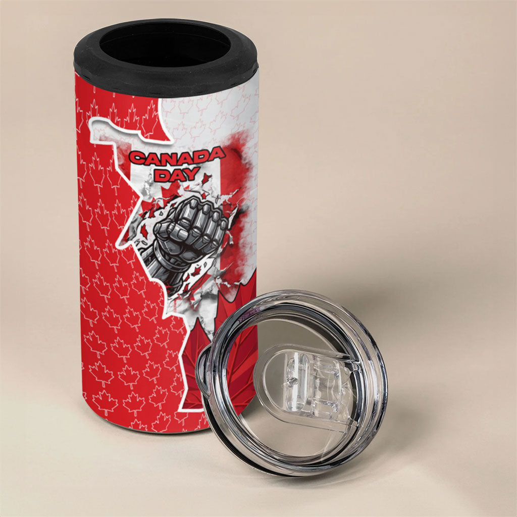 Canada Day 4 in 1 Can Cooler Tumbler Patriotic Maple Leaf - Robotic Fist