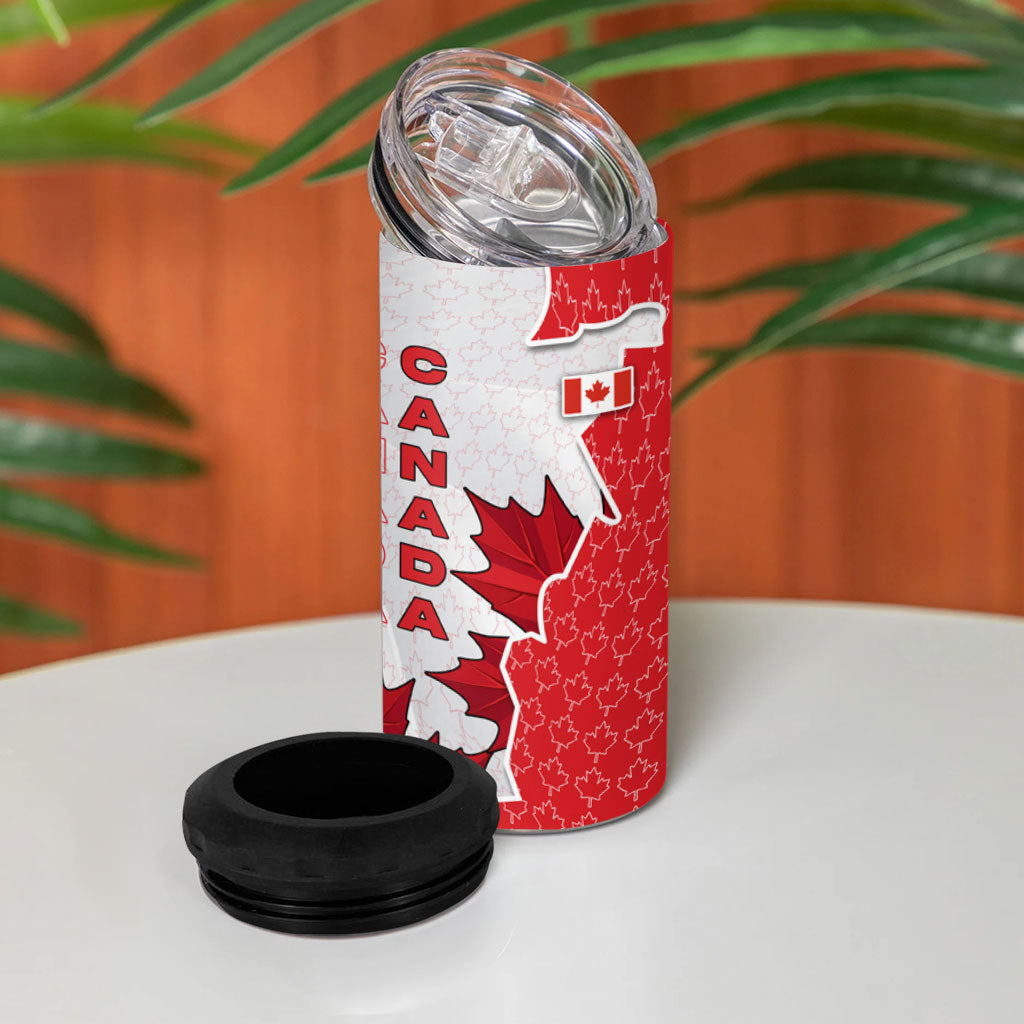Canada Day 4 in 1 Can Cooler Tumbler Patriotic Maple Leaf - Robotic Fist