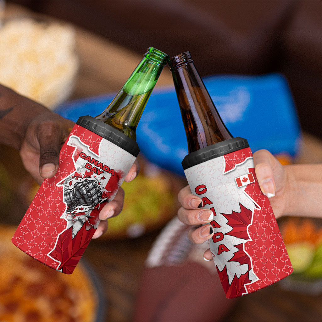 Canada Day 4 in 1 Can Cooler Tumbler Patriotic Maple Leaf - Robotic Fist