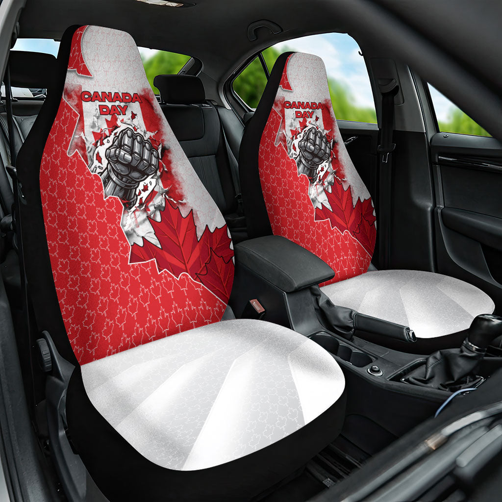 Canada Day Car Seat Cover Patriotic Maple Leaf - Robotic Fist