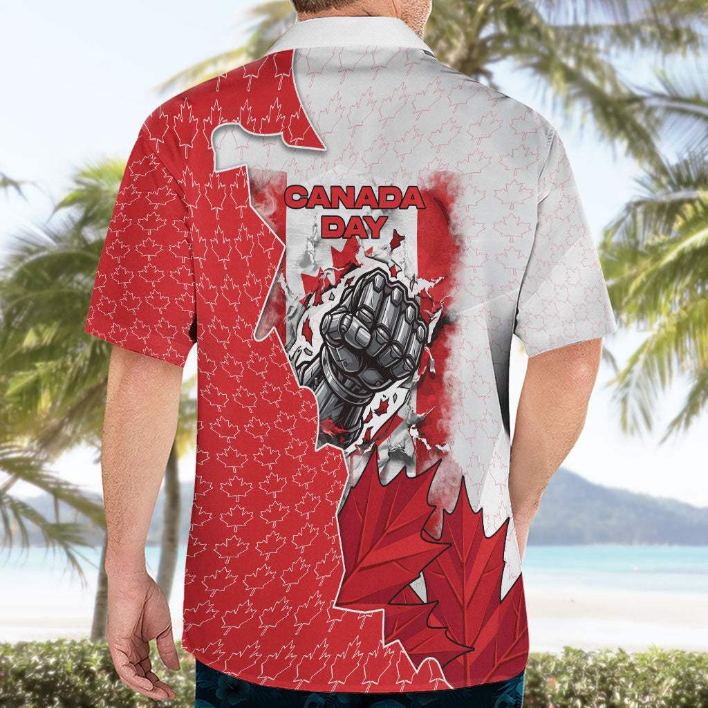 Canada Day Hawaiian Shirt Patriotic Maple Leaf - Robotic Fist