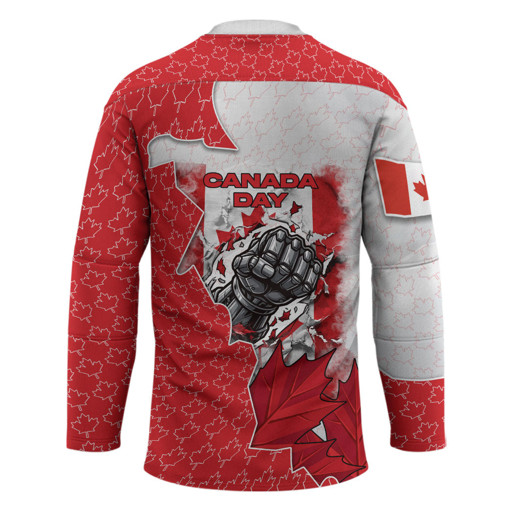 Canada Day Hockey Jersey Patriotic Maple Leaf - Robotic Fist