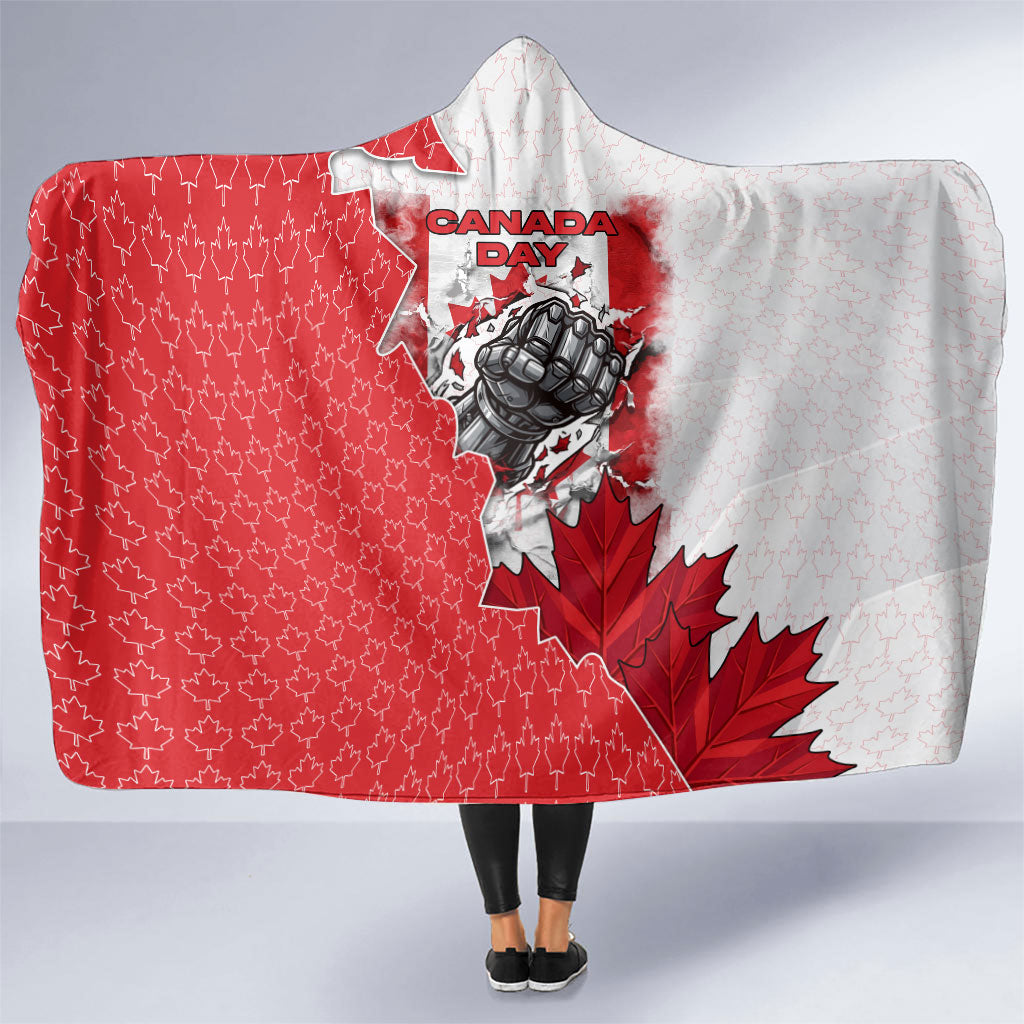 Canada Day Hooded Blanket Patriotic Maple Leaf - Robotic Fist