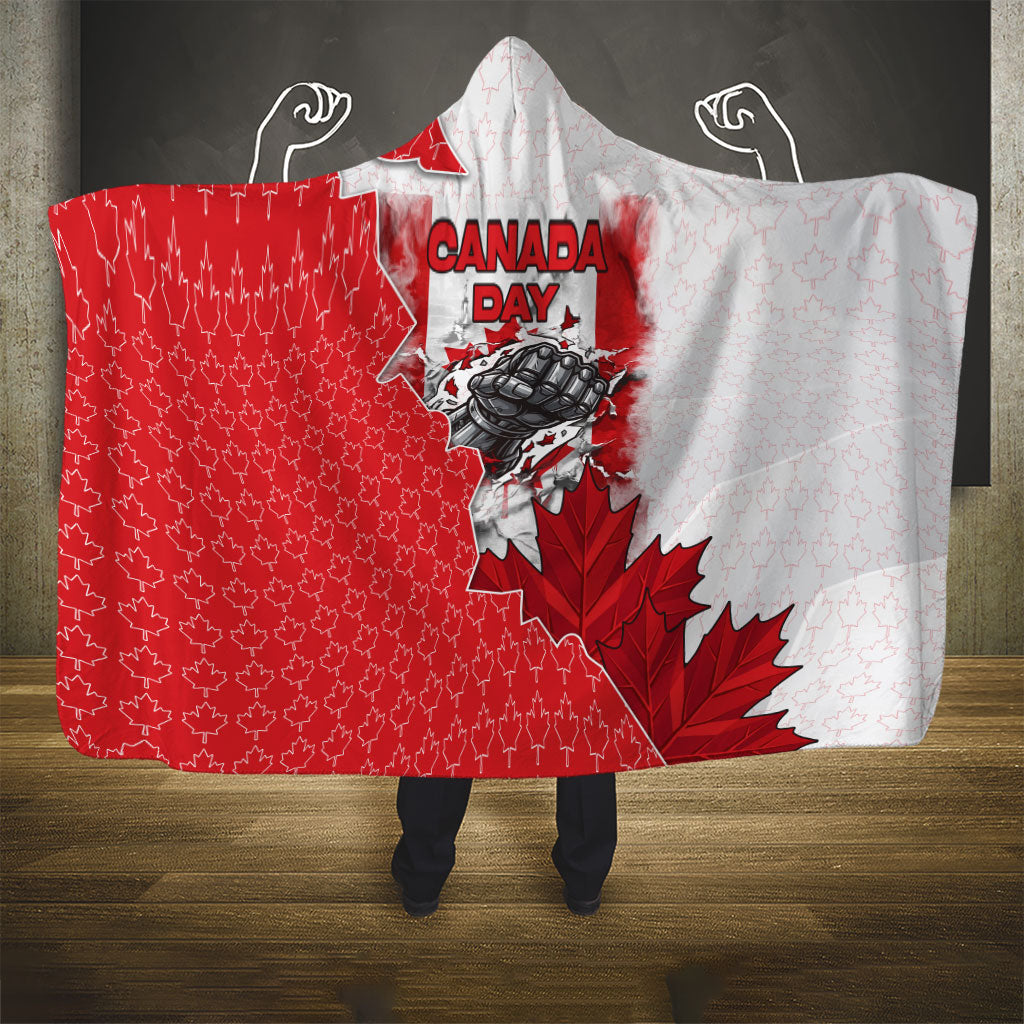 Canada Day Hooded Blanket Patriotic Maple Leaf - Robotic Fist
