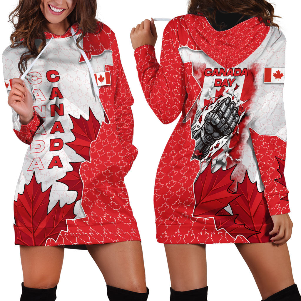 Canada Day Hoodie Dress Patriotic Maple Leaf - Robotic Fist