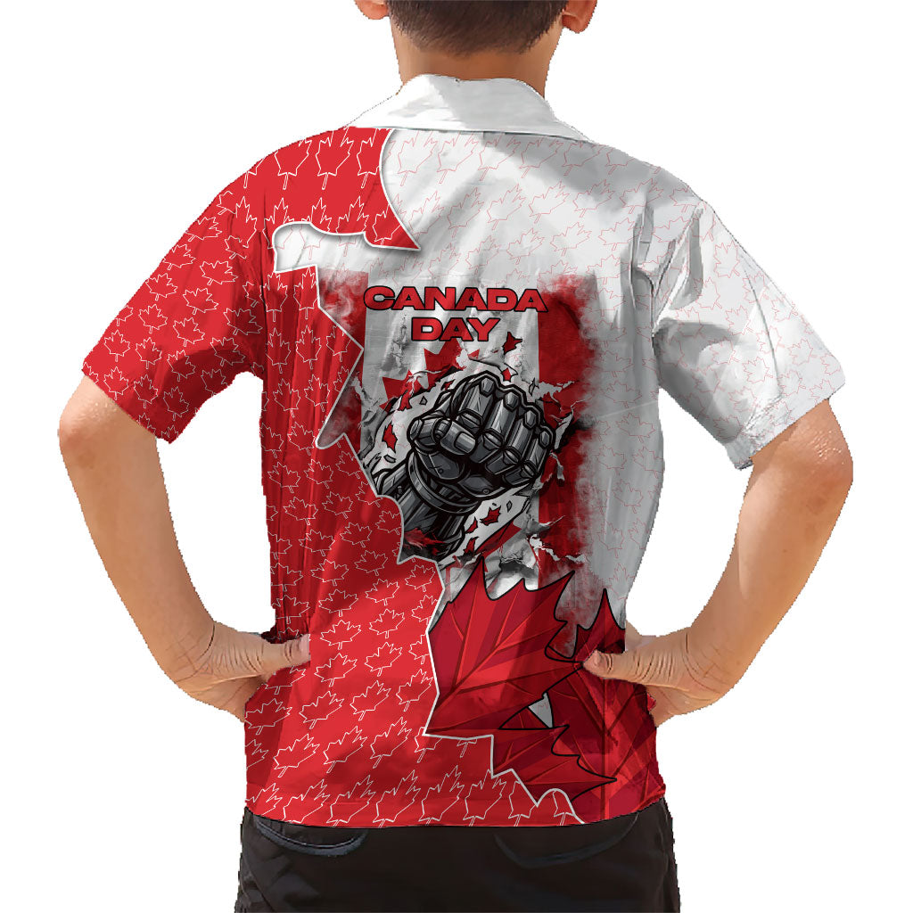 Canada Day Kid Hawaiian Shirt Patriotic Maple Leaf - Robotic Fist