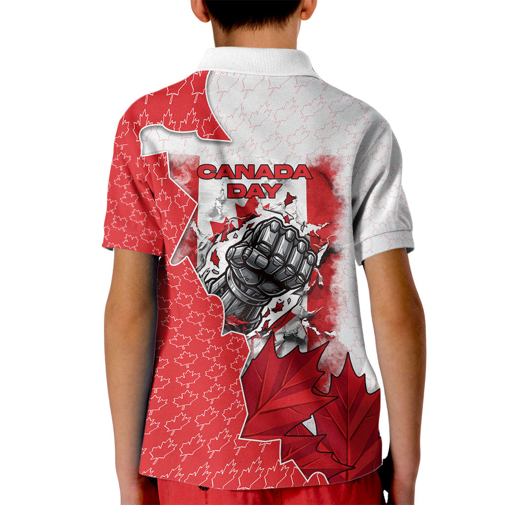 Canada Day Kid Polo Shirt Patriotic Maple Leaf - Robotic Fist