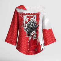 Canada Day Kimono Sleeve Blouse Patriotic Maple Leaf - Robotic Fist