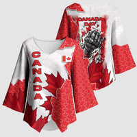 Canada Day Kimono Sleeve Blouse Patriotic Maple Leaf - Robotic Fist