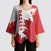 Canada Day Kimono Sleeve Blouse Patriotic Maple Leaf - Robotic Fist