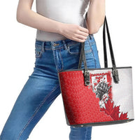 Canada Day Leather Tote Bag Patriotic Maple Leaf - Robotic Fist