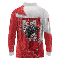 Canada Day Long Sleeve Polo Shirt Patriotic Maple Leaf - Robotic Fist