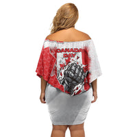 Canada Day Off Shoulder Short Dress Patriotic Maple Leaf - Robotic Fist