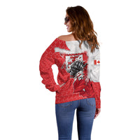 Canada Day Off Shoulder Sweater Patriotic Maple Leaf - Robotic Fist