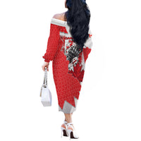 Canada Day Off The Shoulder Long Sleeve Dress Patriotic Maple Leaf - Robotic Fist
