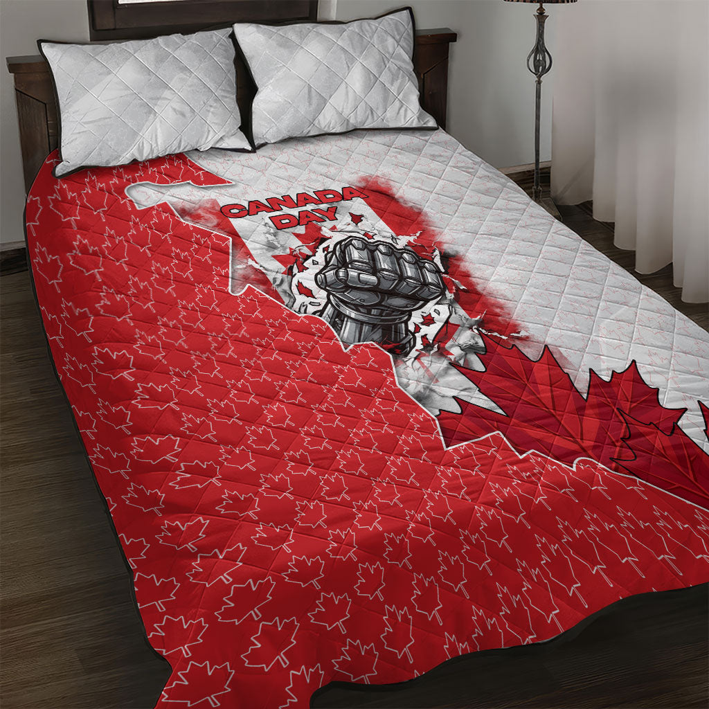 Canada Day Quilt Bed Set Patriotic Maple Leaf - Robotic Fist