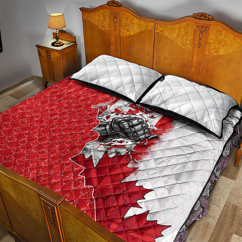 Canada Day Quilt Bed Set Patriotic Maple Leaf - Robotic Fist
