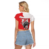Canada Day Raglan Cropped T Shirt Patriotic Maple Leaf - Robotic Fist
