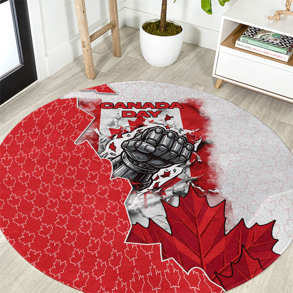Canada Day Round Carpet Patriotic Maple Leaf - Robotic Fist