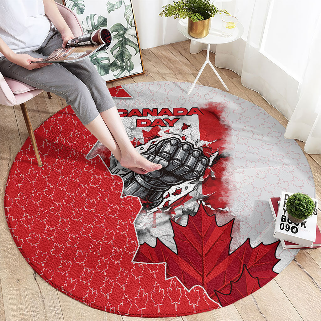 Canada Day Round Carpet Patriotic Maple Leaf - Robotic Fist