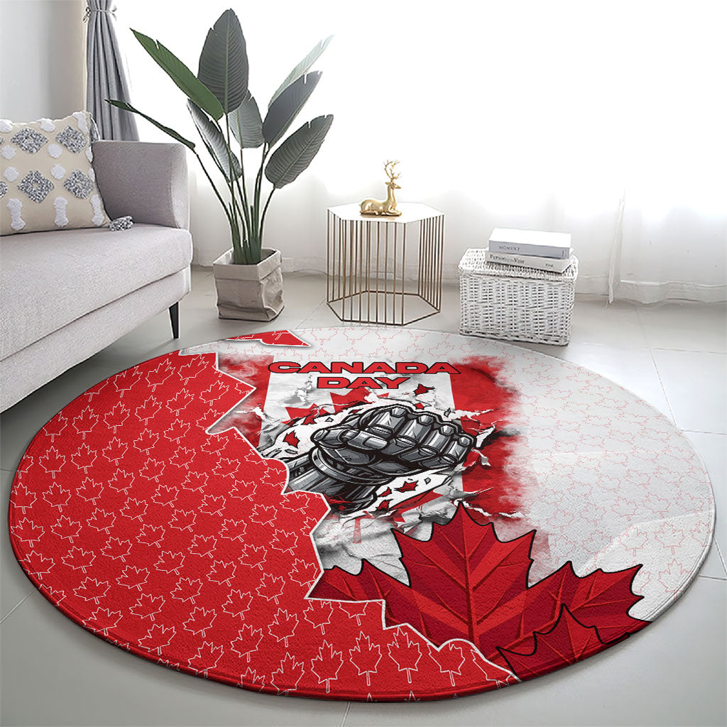 Canada Day Round Carpet Patriotic Maple Leaf - Robotic Fist