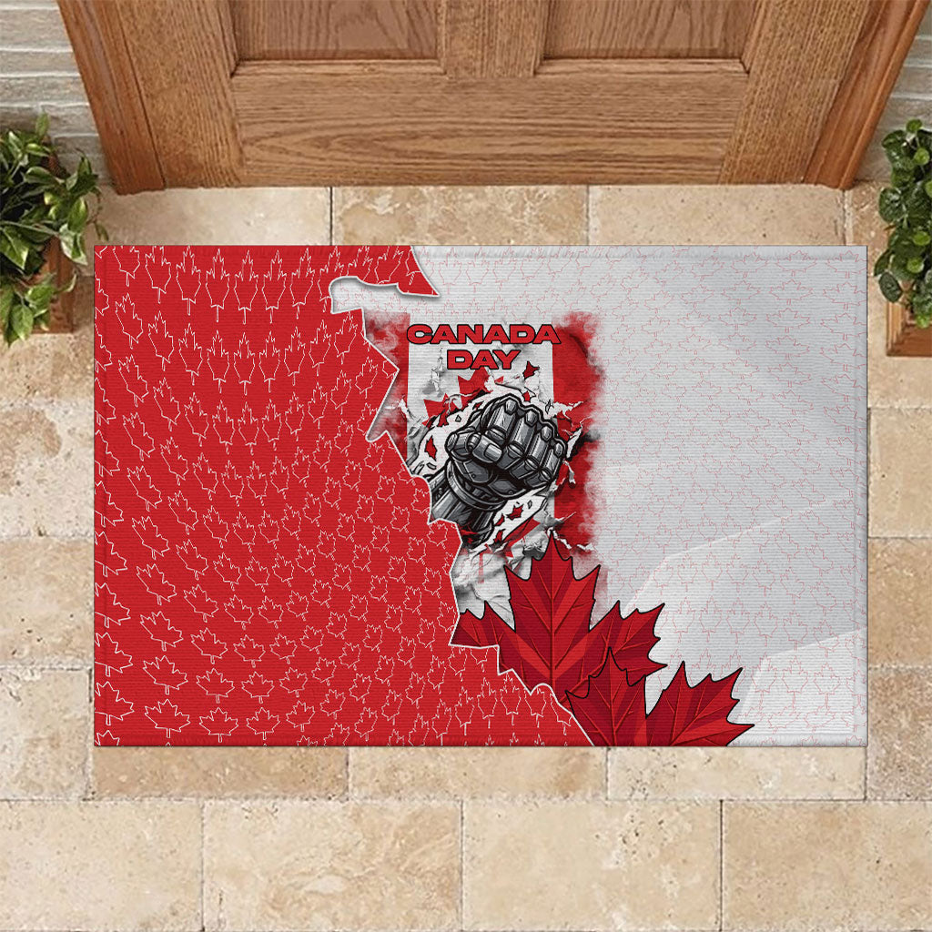 Canada Day Rubber Doormat Patriotic Maple Leaf - Robotic Fist