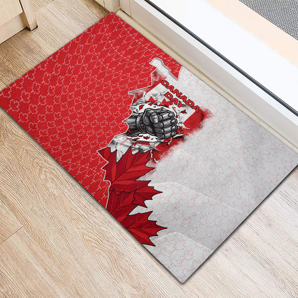 Canada Day Rubber Doormat Patriotic Maple Leaf - Robotic Fist
