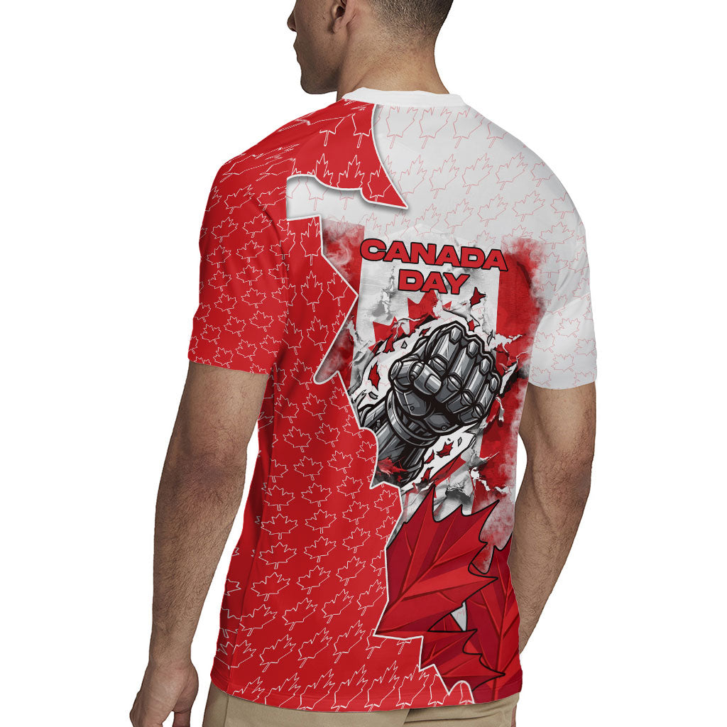 Canada Day Rugby Jersey Patriotic Maple Leaf - Robotic Fist