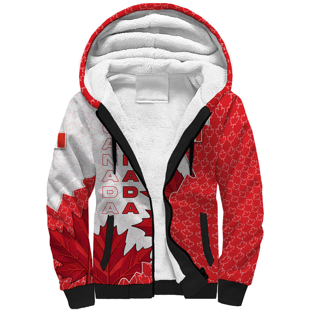 Canada Day Sherpa Hoodie Patriotic Maple Leaf - Robotic Fist
