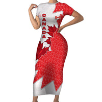 Canada Day Short Sleeve Bodycon Dress Patriotic Maple Leaf - Robotic Fist